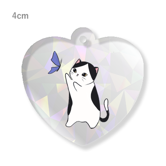Butterfly Cat Heart Charm (4cm)