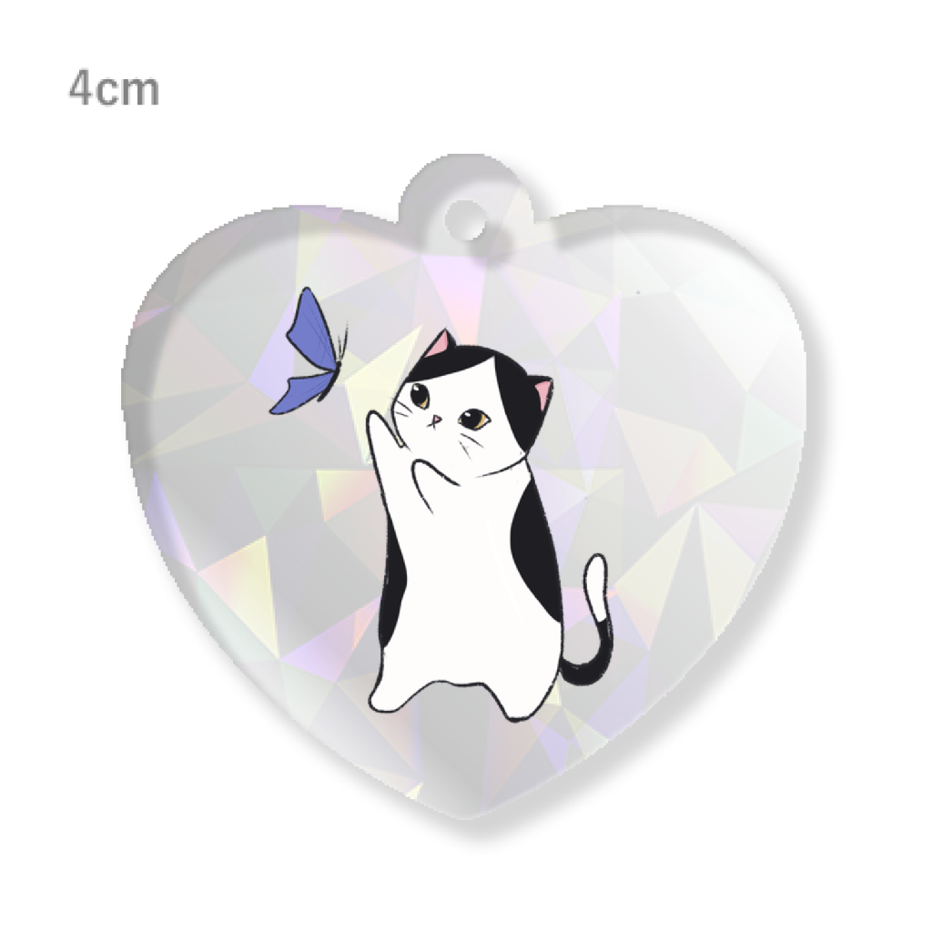 Butterfly Cat Heart Charm (4cm)