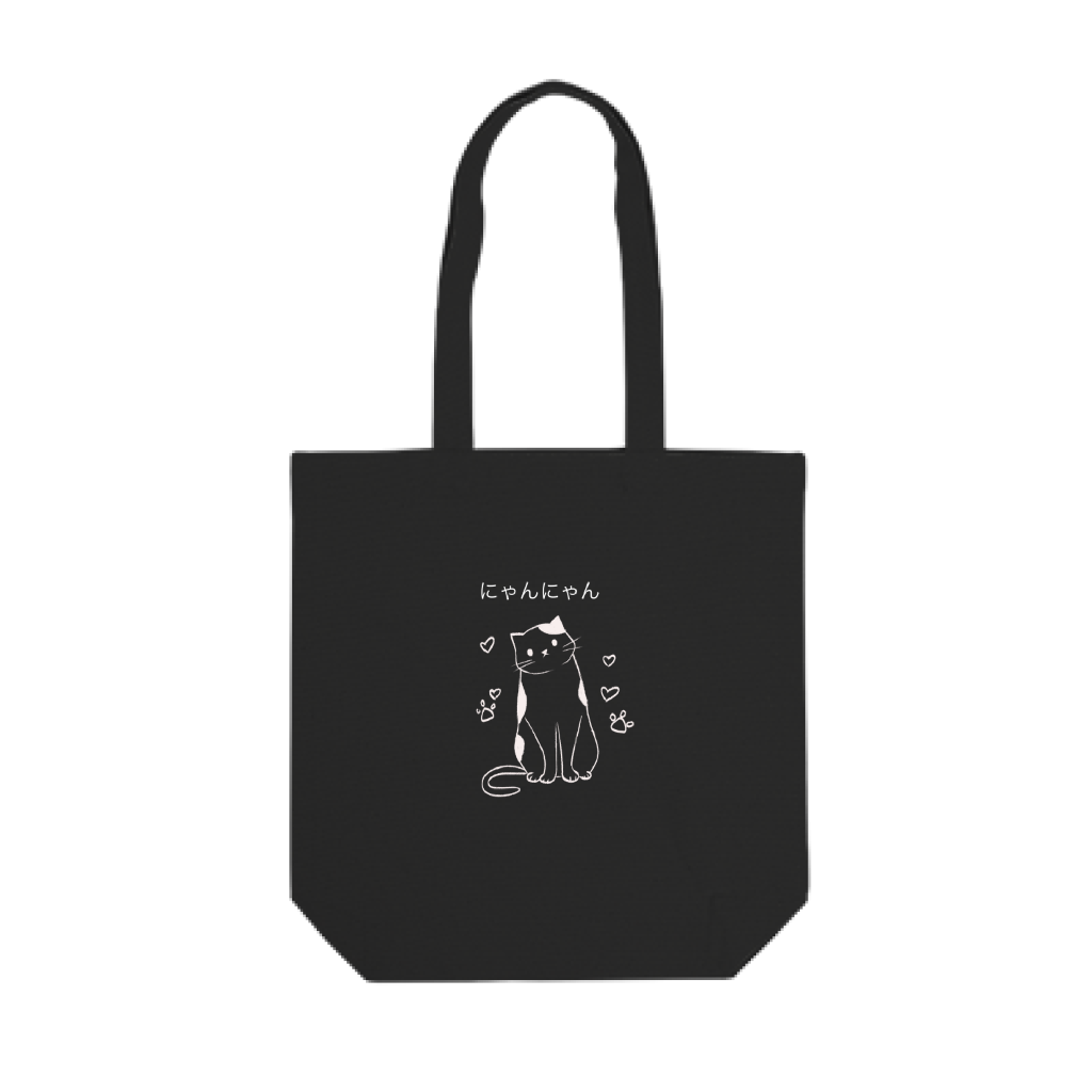 Nyan Nyan Cute Cat Canvas Tote (Black)