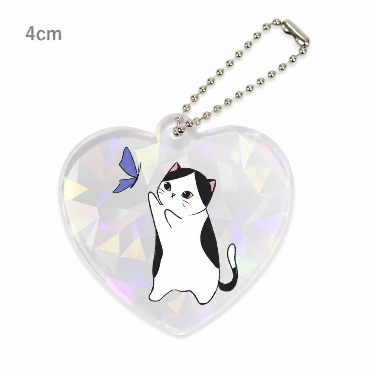 Butterfly Cat Heart Charm (4cm)