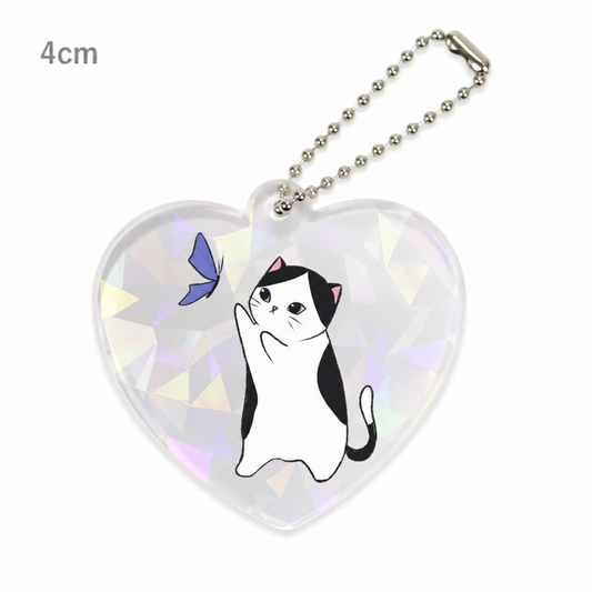 Butterfly Cat Heart Charm (4cm)